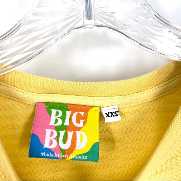 Big Bud Press Womens Yellow Thermal Long Sleeve Top Made In Los Angeles Size XXS - Picture 4 of 6